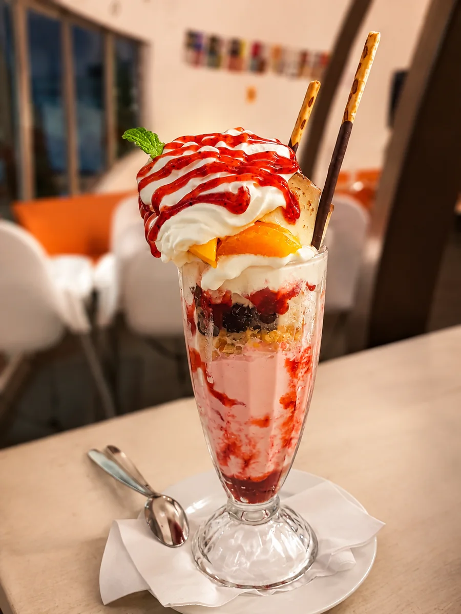 Strawberry dessert sundae at Cameron Japanese Family Restaurant